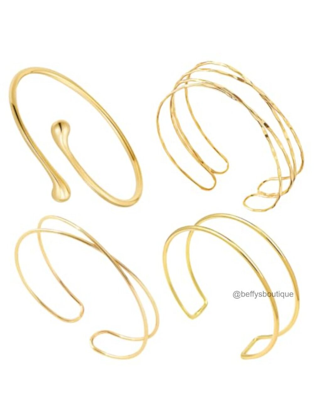 Gold Plated Adjustable Arm Cuffs Set Minimalist Coil Armband Boho Jewelry